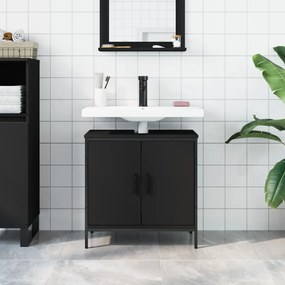 Mobile lavabo bagno nero 60x30x60 cm in legno multistrato