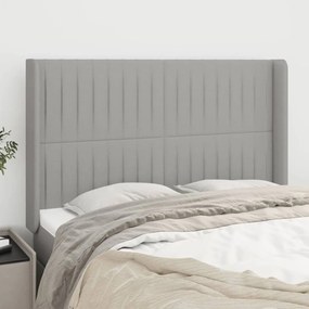 Testiera Ad Orecchio Grigio Chiaro 147x16x118/128 Cm İn Tessuto /