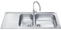 Lavello incasso semifilo 2 vasche e gocciolatoio sinistro 116x50 Smeg LGM116S inox