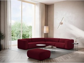 Poggiapiedi burgundy con rivestimento in velluto Ekahi – Makamii