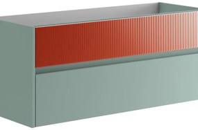 Mobile da bagno sotto lavabo Niwa verde timo frontale in vetro paprika laccato opaco L 119.5 x H 50 x P 45.5 cm 2 cassetti, lavabo non incluso