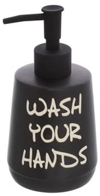 Dispenser sapone liquido linea Wash in ceramica nero opaco con scritte