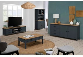 Cassettiera bassa blu scuro in legno di pino 150x80 cm Miranda - Marckeric