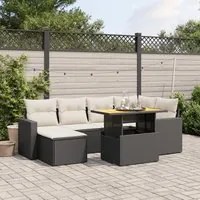 Set Divani da Giardino con Cuscini 7pz Nero Polyrattan 3275590