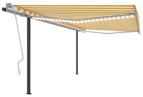 Tenda da Sole Retrattile Manuale con LED 4x3,5 m Gialla Bianca