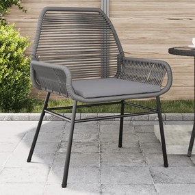 Sedie da giardino 2 pz con cuscini grigio in polyrattan