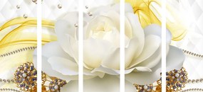 Quadri 5 pezzi – Rose lussuose con astrazione