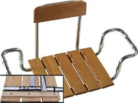 Sedile per vasca larice con schienale telaio cromo