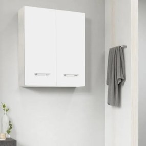 Pensile doppio sospeso Bianco opaco con maniglie cromate 60x22xh71 cm