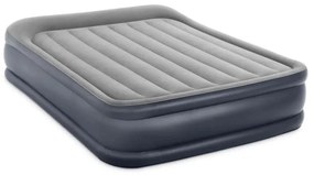 Materasso matrimoniale autogonfiante Intex airbed dura-beam deluxe pillow rest raised' colore grigio chiaro e pompa integrata, 152x203x42 cm - cod.