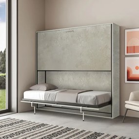 Letto a castello a scomparsa orizzontale NABOR Grigio 200x39xh191 cm