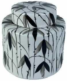 Vaso DKD Home Decor Porcellana Nero Bianco 17 x 17 x 16 cm Orientale Foglia della pianta