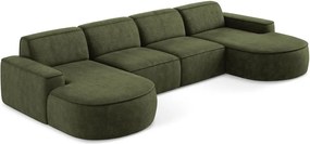 Divano angolare verde (a U) con rivestimento in ciniglia Omao – Makamii