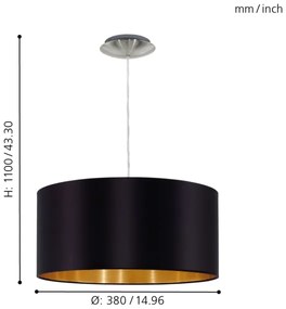 Eglo 31599 - Lampadario a sospensione con filo MASERLO 1xE27/60W/230V