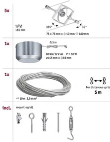 Paulmann 94133 - SET 5xGU5,3/10W Faretto MAC 230V cromo