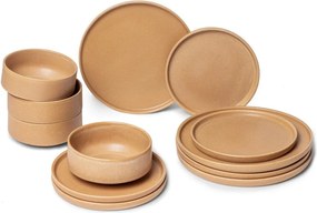 Set di piatti color salmone in gres 12 pz Malia - Bonami Selection