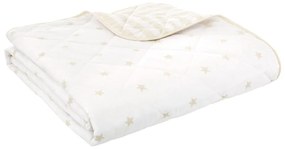 Copriletto per bambini bianco e beige in cotone con rivestimento trapuntato 135x190 cm Mini Star &amp; Stripes – Bianca