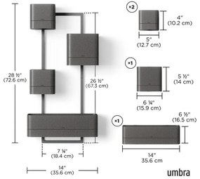 Vasi di plastica sospesi per erbe aromatiche in set di 4 pezzi Cubiko - Umbra