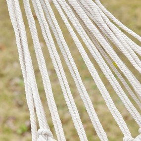 Amaca da Giardino Sospesa 288x150 cm in Tela con Frange Stile Boho Crema...