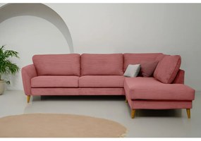 Divano angolare in velluto a coste rosa (angolo destro) Paris - Scandic