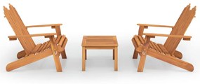 Set salotto da giardino adirondack 3pz legno massello di acacia