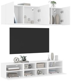 Mobili tv a muro 5pz bianchi in legno multistrato