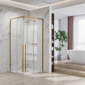 Kamalu - Box doccia 110x120 colore oro satinato doppio scorrevole vetro 8mm | KSA1000G