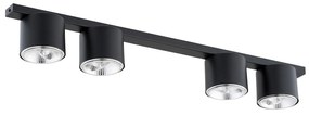 Plafoniera Moderna 4 Luci Faretti Ptah In Acciaio Nero
