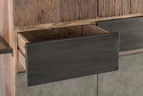 Credenza MANCHESTER in legno di mango e acciaio nero, 118x38x180 cm