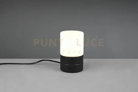 Ary ii lampada da tavolo nera cilindro vetro bianco h. 15cm