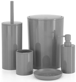 Set accessori bagno da appoggio 5 pezzi in plastica grigio Glim
