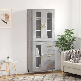 Credenza Grigio Sonoma 69,5x34x180 cm in Legno Multistrato