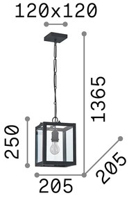 Sospensione Industrial-Minimal Igor Metallo Nero 1 Luce E27