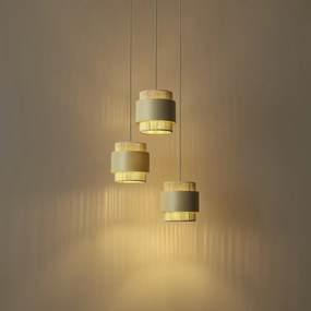 Lampada a sospensione moderna beige con oro 3 luci - Kora