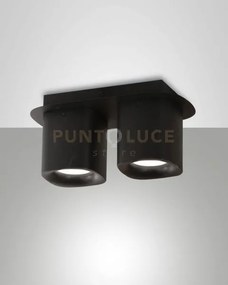 Smooth spot nero 2 luci attacco gu10 ip20 in alluminio