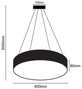 Lampadario LED a sospensione con filo LED/35W/230V 4000K diametro 60 cm