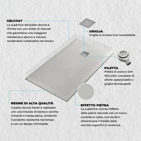 Piatto doccia resina 70x70 su misura ghiaccio effetto pietra Karen