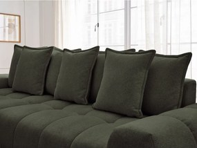 Divano angolare verde allungabile e con contenitore (penisola a sinistra/chaise lounge) con rivestimento in ciniglia Everest – Bobochic Paris
