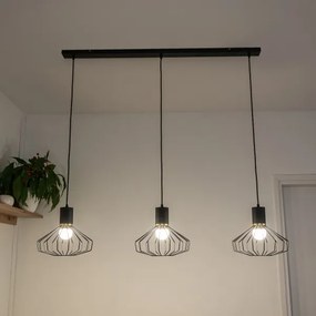 Lampadario sospeso su cavo SOLANO 3xE27/15W/230V nero/oro