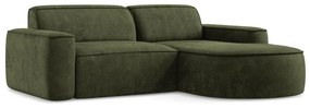 Divano angolare verde (con penisola a destra/con chaise lounge) con rivestimento in ciniglia Omao – Makamii