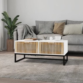 Tavolino Da Salotto Bianco 80x40x35cm Legno Multistrato E Ferro /