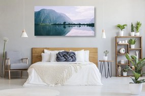 Quadro su tela – Montagne dipinte presso il lago
