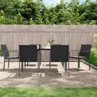 Sedie da Giardino con Cuscini 6pz Neri 56x59x84cm in Polyrattan 3187076