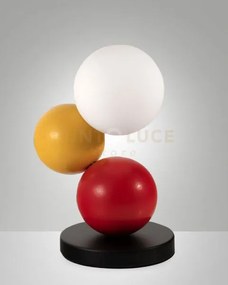 Micky lampada da tavolo giallo/rosso/nero 1 luce in metallo vetro ...