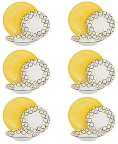 Servizio 18 piatti porcellana giallo Coralia