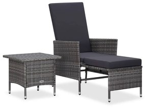 Set divani da giardino 2 pz con cuscini in polyrattan grigio