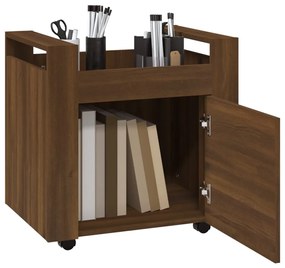 Carrello scrivania rovere marrone 60x45x60 cm legno multistrato