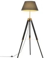 Lampada a Treppiede Nero e Oro in Massello di Teak 141 cm cod mxl 78725