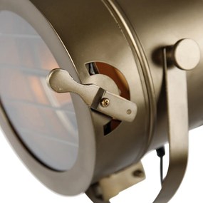 Lampada da terra a treppiede smart bronzo con faretto da studio in legno incl. WiFi A60 - Radient
