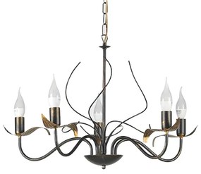Lampadario Neoclassico Lampadario Neoclassico Bugia 5x E14 nero paralume nero 5x E14 Ø60cm